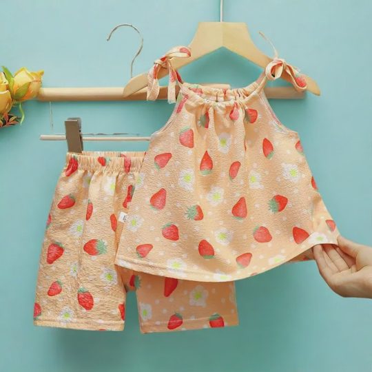 【12M-6Y】Girls' Floral Tie-Dye Oil Painting Style Camisole + Shorts Set