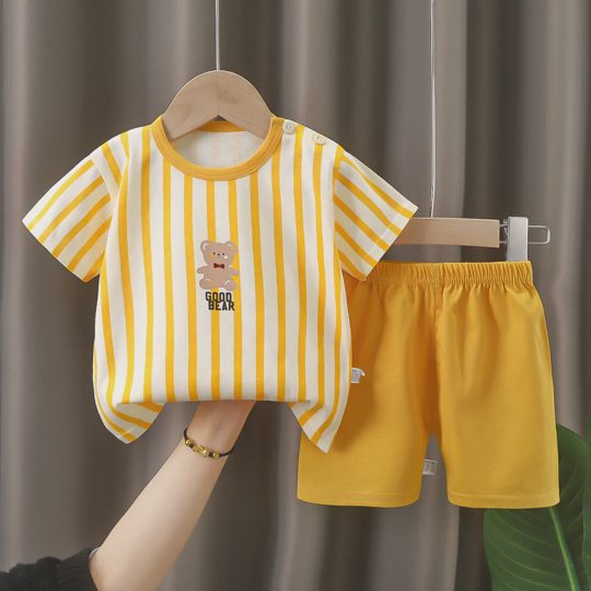 【6M-6Y】Unisex Round Neck Cartoon Print T-Shirt Set