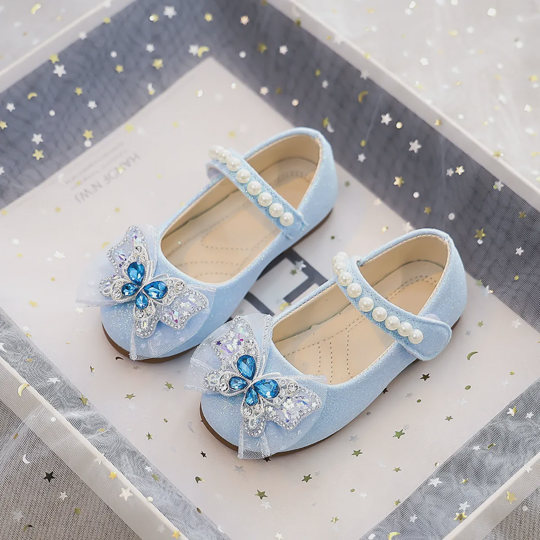 Girls' Pearl Crystal Bow Princess Shoes