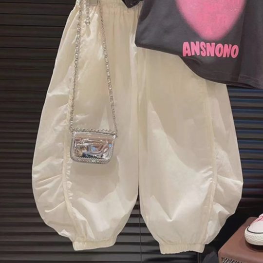 【18M-8Y】Girl Casual Fashion Solid Color Loose Cargo Pants - 016