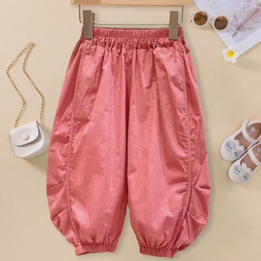 【18M-8Y】Girl Casual Fashion Solid Color Loose Cargo Pants - 016