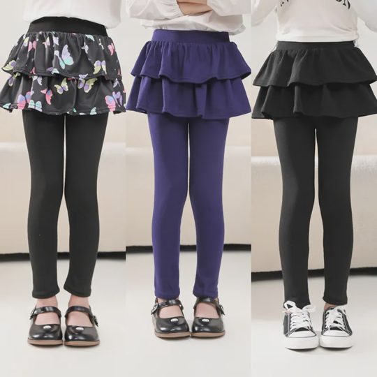 【3Y-10Y】2-piece Girls Casual Butterfly Tie Dye Printed Ruffle Skirt Leggings
