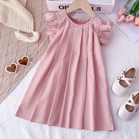 【2Y-7Y】Girls Multicolor Solid Dress