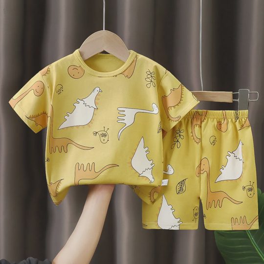 【6M-6Y】Unisex Round Neck Cartoon Print T-Shirt Set