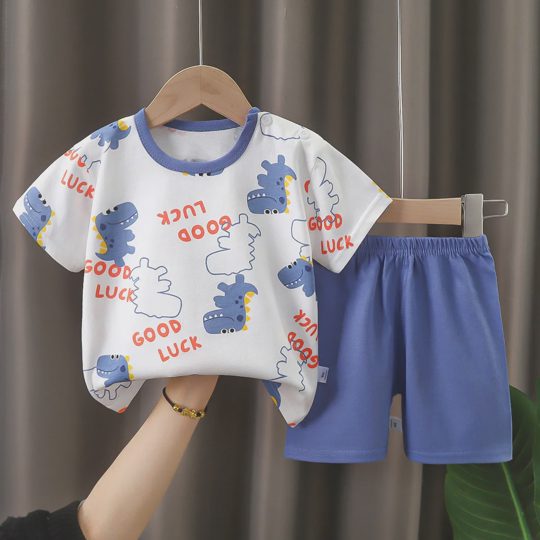 【6M-6Y】Unisex Round Neck Cartoon Print T-Shirt Set