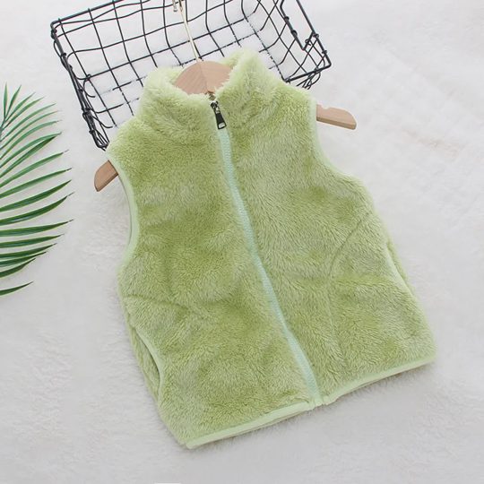 【18M-6Y】Unisex Casual Coral Velvet Keep Warm High Neck Vest Coat