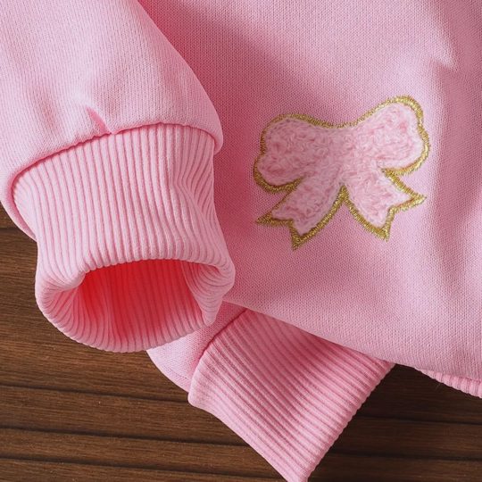 【6M-3Y】Girls Pink Long Sleeve Sweatshirt And Flared Pants Set
