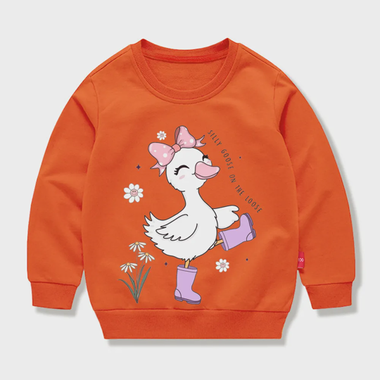 【12M-11Y】Kids' Fashion Sweatshirt – Adorable Cartoon Duck Design