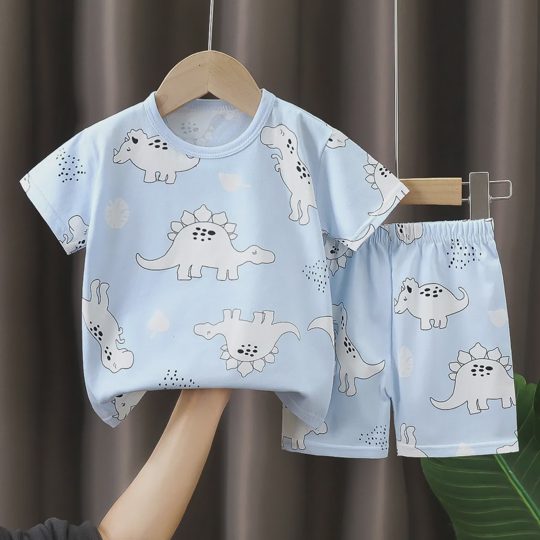 【6M-6Y】Unisex Round Neck Cartoon Print T-Shirt Set
