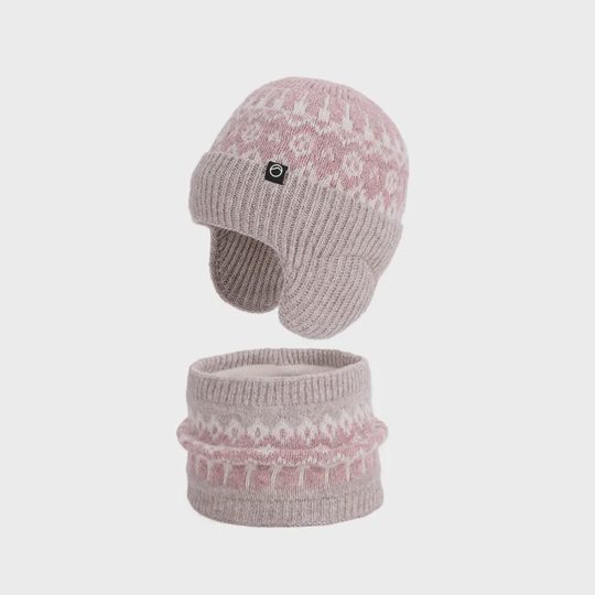 Unisex Warm Knitted Pullover Hat & Neck Warmer Set