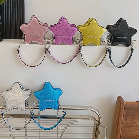 Girls Fashion Glitter Leather Star Crossbody Bag