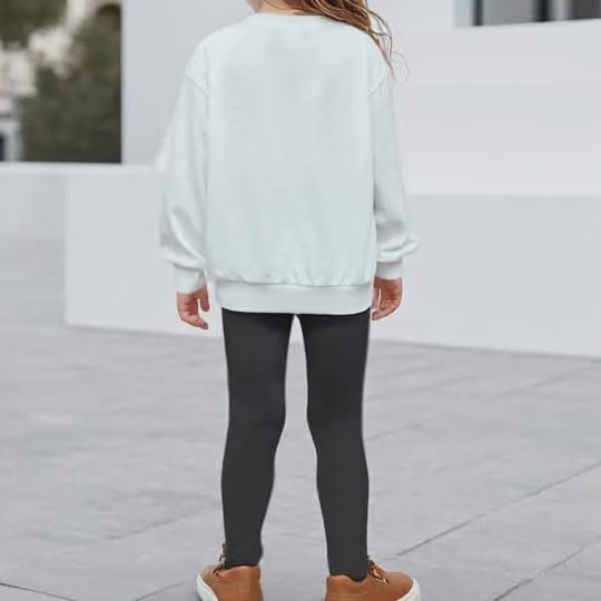 【3Y-12Y】2-piece Girls Cat Print Sweatshirt And Leggings Set
