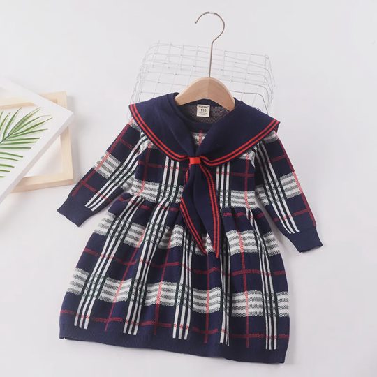 【2Y-8Y】Girls Cute Preppy Style Knit Cape-Collar Sweater Dress