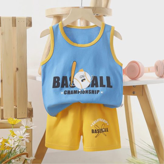 【6M-6Y】Unisex Fun Cartoon Print Tank Top Set