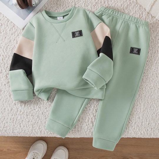 【2Y-7Y】Boys Casual Solid Hooded Jacket & Pants Set