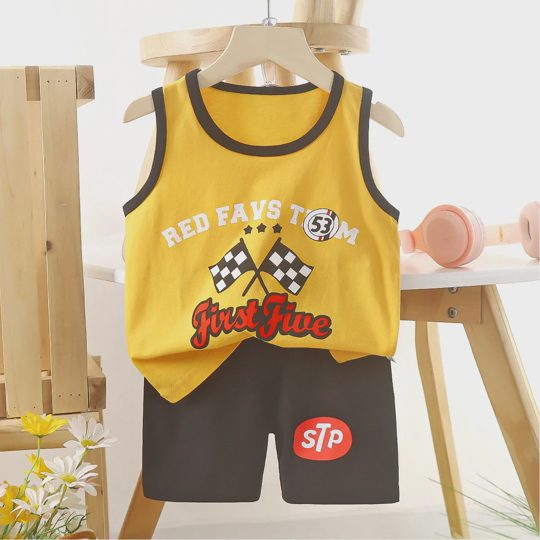 【6M-6Y】Unisex Fun Cartoon Print Tank Top Set