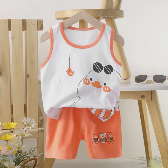 【6M-6Y】Unisex Fun Cartoon Print Tank Top Set
