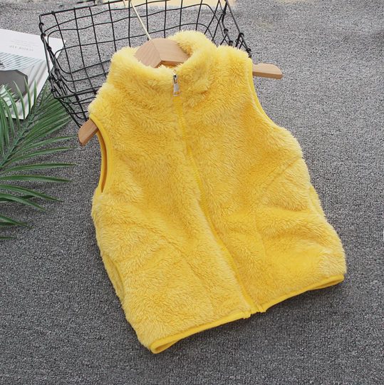 【18M-6Y】Unisex Casual Coral Velvet Keep Warm High Neck Vest Coat