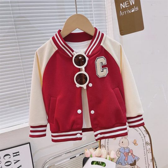 【18M-11Y】Unisex Kids Multicolor Letter Print Baseball Jacket