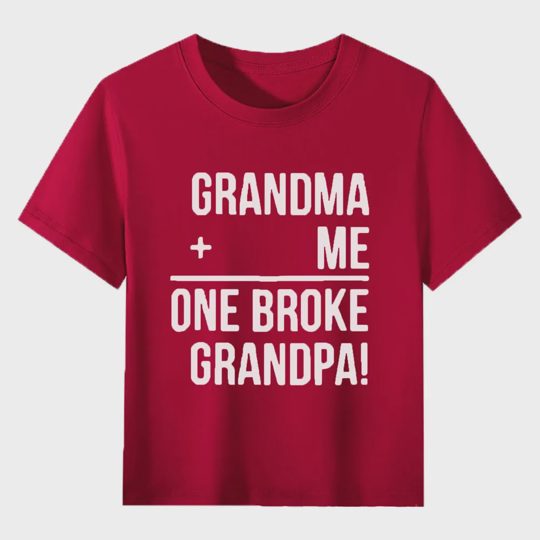 【2Y-13Y】"Grandma + Me = One Broke Grandpa" Funny Kids' T-Shirt