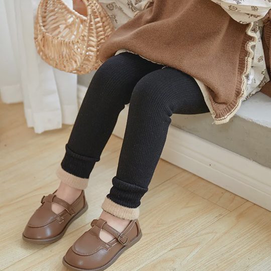 【1Y-14Y】Girls' Fleece-Lined Thick Warm Leggings