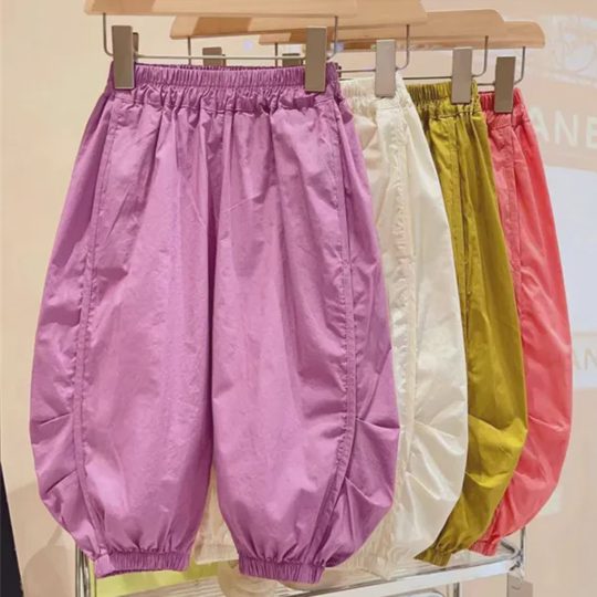 【18M-8Y】Girl Casual Fashion Solid Color Loose Cargo Pants - 016