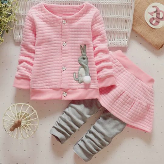 【12M-4Y】Girl Sweet Rabbit Embroidered Jacket Hakama Set