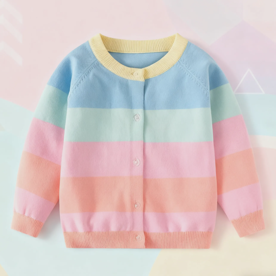 【2Y-7Y】Girls Rainbow Knit Cardigan