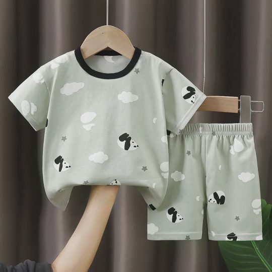【6M-6Y】Unisex Round Neck Cartoon Print T-Shirt Set