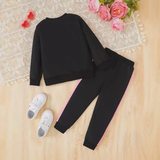【2Y-7Y】2-piece Girls Letter Print Sweatshirt And Pants Set
