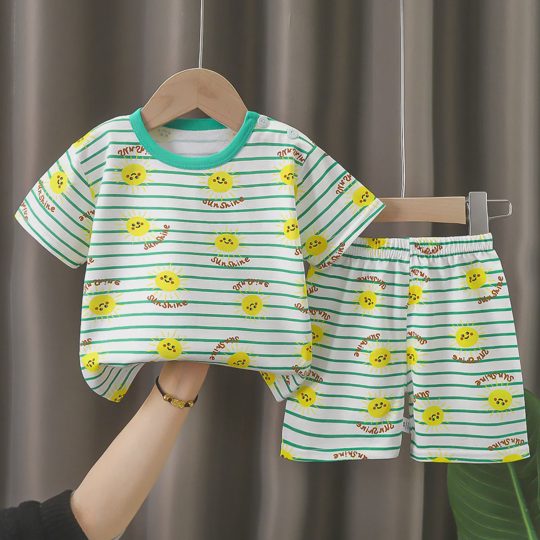 【6M-6Y】Unisex Round Neck Cartoon Print T-Shirt Set