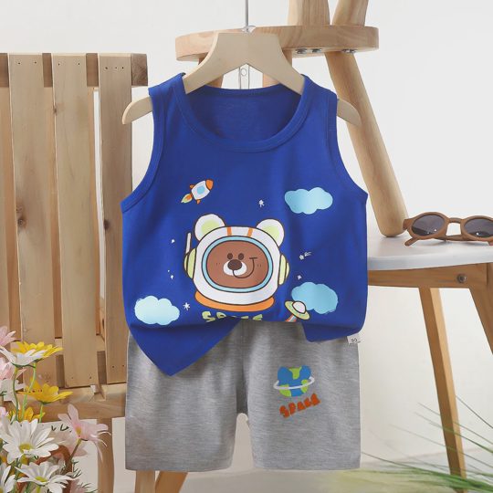 【6M-6Y】Unisex Fun Cartoon Print Tank Top Set