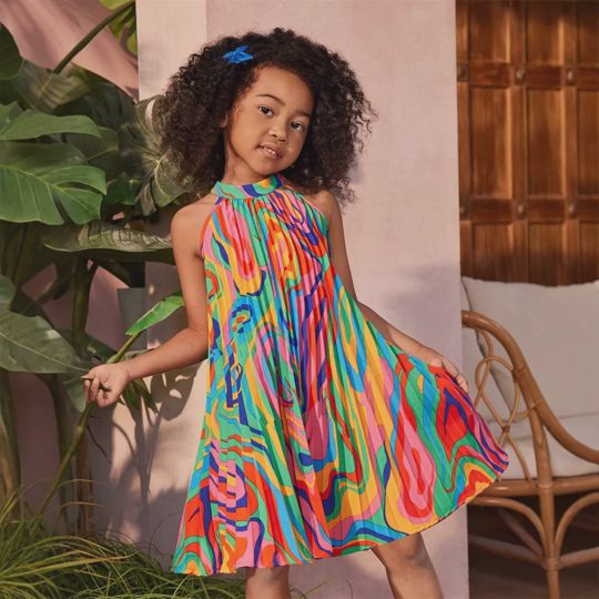 【5Y-15Y】Girls' Casual Printed Sleeveless Strap Dress