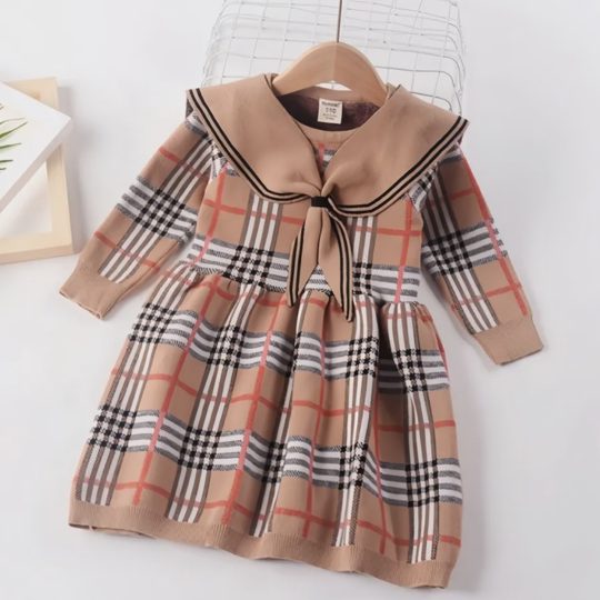 【2Y-8Y】Girls Cute Preppy Style Knit Cape-Collar Sweater Dress